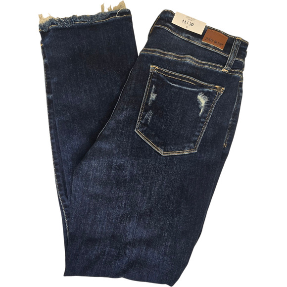 Judy Blue Lisse Mid Rise Ripped Straight Fit Jeans Size 11/30 - Picture 4 of 10